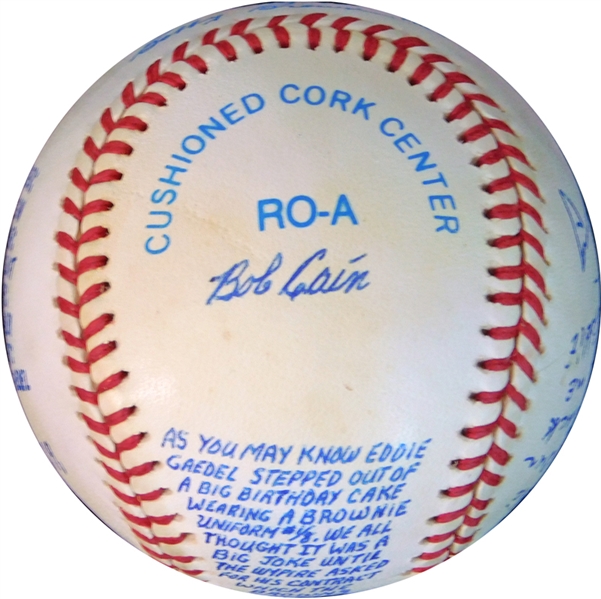 Bob Cain Signed OAL (Brown) Ball with Tremendous Content and Story of Eddie Gaedel LOA JSA