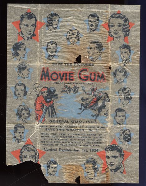 1933 Movie Gum Wax Wrapper with Contest Date
