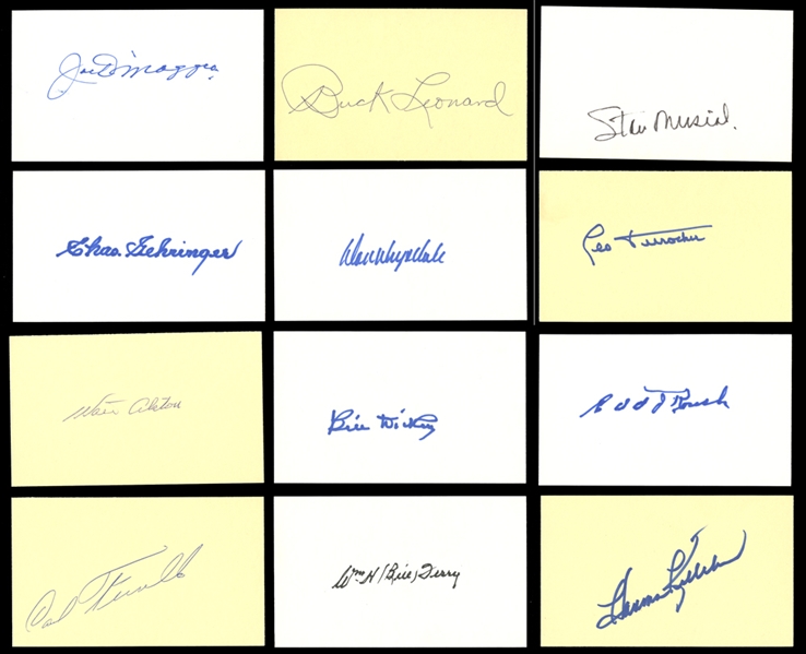 Group of (65) Signed Items by Hall of Famers and Notable Players Featuring DiMaggio, Musial, Wheat, Etc.
