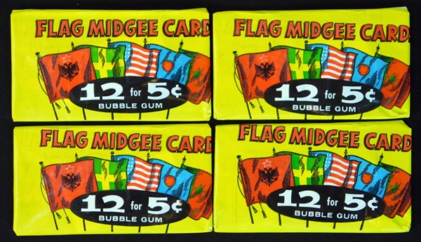 1963 Topps Flag Midgee Cards Unopened Wax Pack Group of (4)