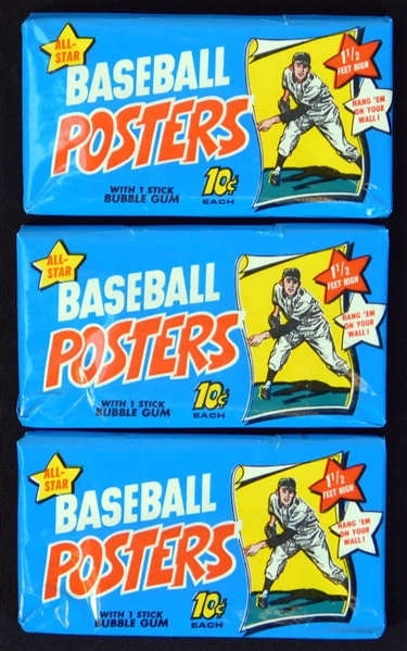 1970 Topps Baseball Posters Unopened Wax Pack Group of (3)