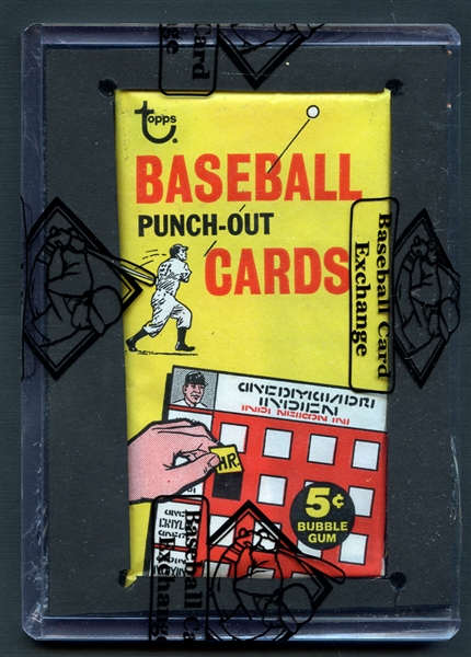Exceptionally Rare 1967 Topps Punch Out Unopened Wax Pack Featuring Hank Aaron As Team Captain BBCE
