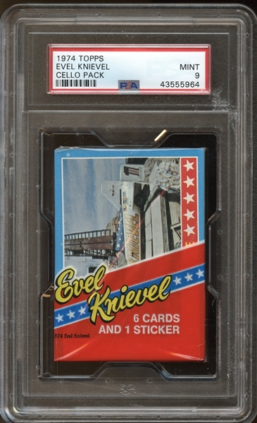 1974 Topps Evel Knievel Unopened Cello Pack PSA 9 MINT