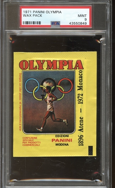 1971 Panini Olympia Unopened Wax Pack with Owens on Bottom PSA 9 MINT 