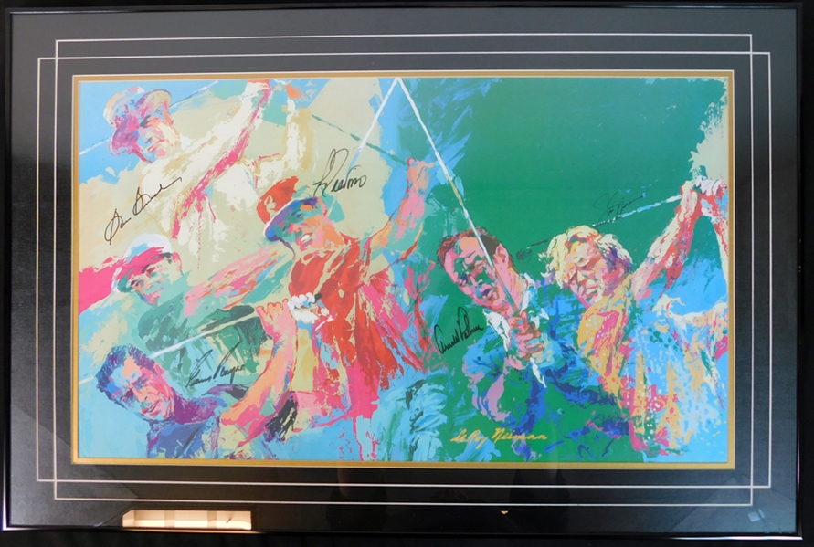 Jack Nicklaus/Sam Snead/Arnold Palmer/Lee Trevino/Gary Player Signed Leroy Neiman Player Collage Lithograph JSA