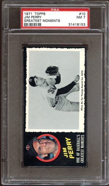 1971 Topps Greatest Moments #10 Jim Perry PSA 7 NM