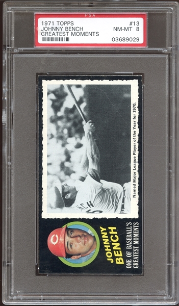 1971 Topps Greatest Moments #13 Johnny Bench PSA 8 NM/MT