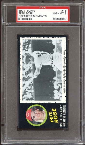 1971 Topps Greatest Moments #15 Pete Rose PSA 8 NM/MT