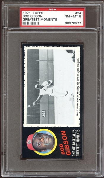 1971 Topps Greatest Moments #24 Bob Gibson PSA 8 NM/MT