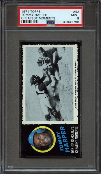 1971 Topps Greatest Moments #42 Tommy Harper PSA 9 MINT