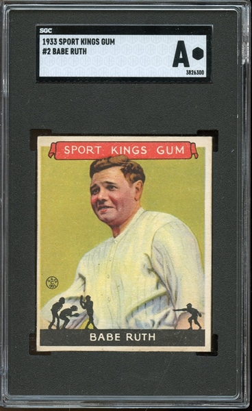 1933 Sport Kings Gum #2 Babe Ruth SGC AUTHENTIC