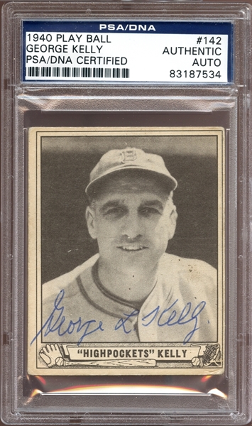1940 Play Ball #142 George Kelly Autographed PSA/DNA AUTHENTIC