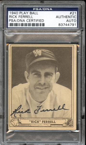 1940 Play Ball #21 Rick Ferrell Autographed PSA/DNA AUTHENTIC