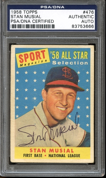 1958 Topps #476 Stan Musial All Star Autographed PSA/DNA AUTHENTIC