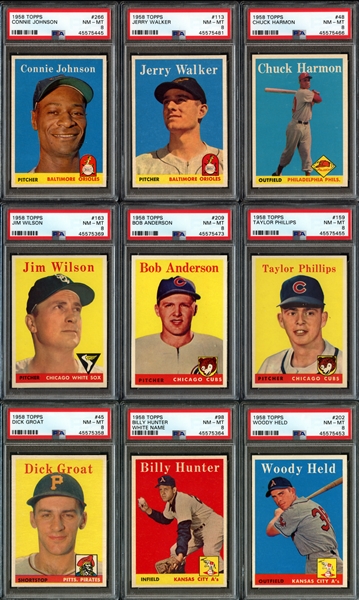 1958 Topps Baseball Group of (37) All PSA 8 NM/MT