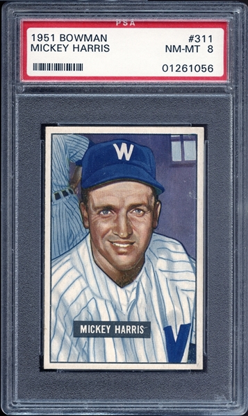 1951 Bowman #311 Mickey Harris PSA 8 NM/MT