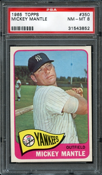 1965 Topps #350 Mickey Mantle PSA 8 NM/MT