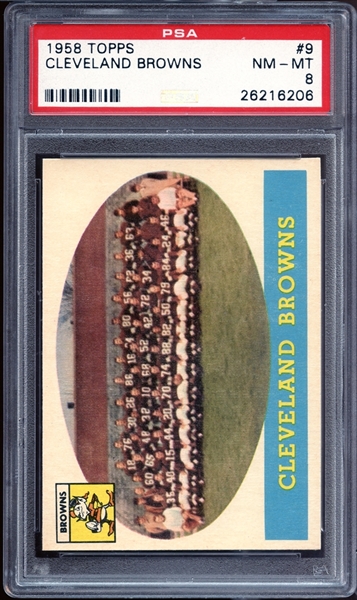 1958 Topps #9 Cleveland Browns PSA 8 NM/MT