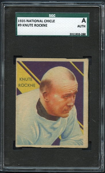 1935 National Chicle #9 Knute Rockne Auth SGC