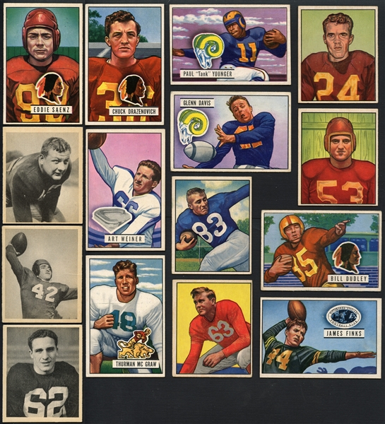 1948-51 Bowman Football High Grade Shoebox Collection of 73 Cards