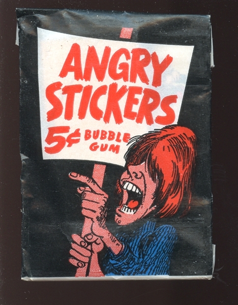 1967 Angry Stickers Unopened Wax Pack