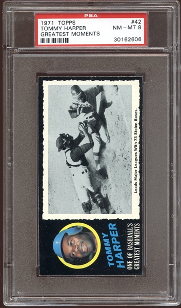 1971 Topps Greatest Moments #42 Tommy Harper PSA 8 NM/MT