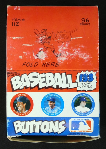 1985 Fun Foods Baseball Buttons Full Unopened Box
