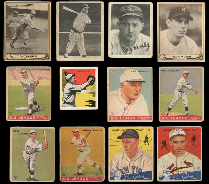 1933-48 Pre War Shoebox Collection of (16) Cards Featuring Goudeys, Playballs and Leaf