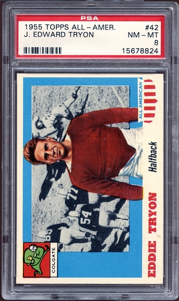 1955 Topps All American #42 J. Edward Tryon PSA 8 NM/MT