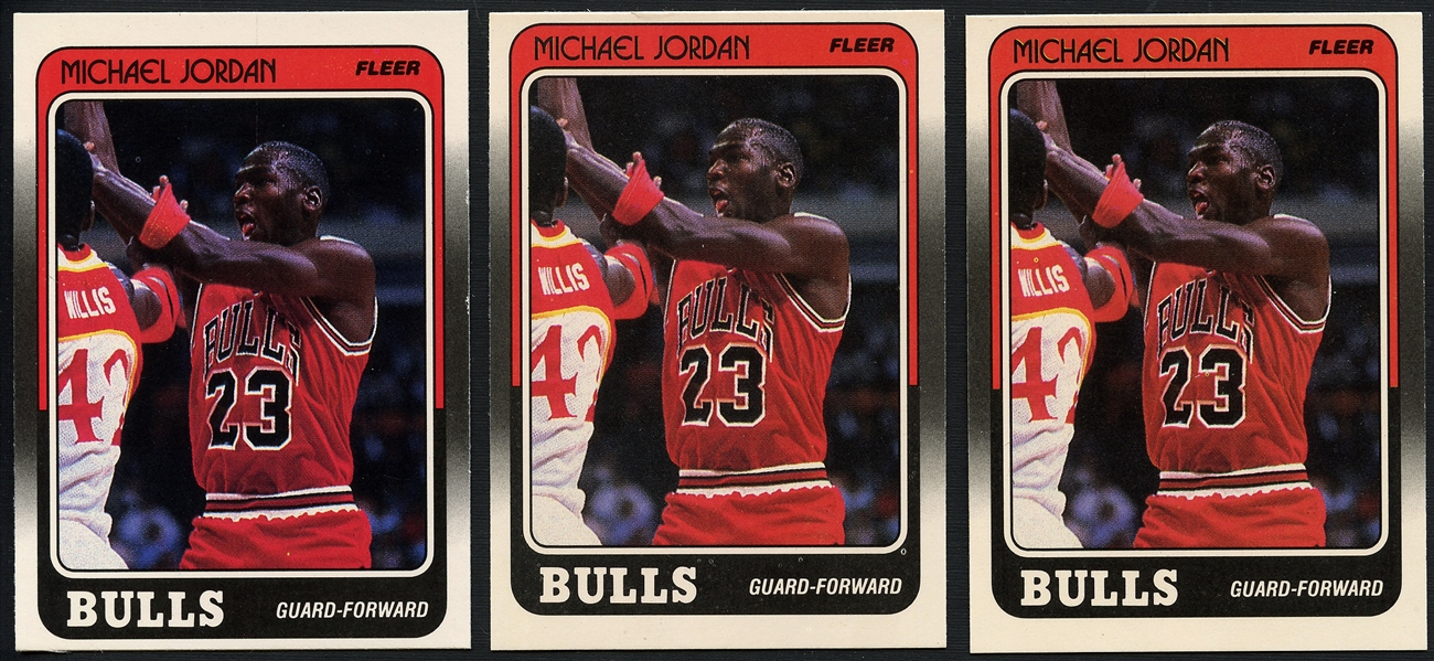 1988 Fleer #17 Michael Jordan Lot of (3)