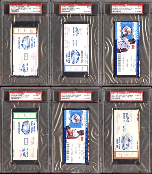 1973-2008 Los Angeles Dodgers Ticket and Stub Group of (86) All PSA AUTHENTIC