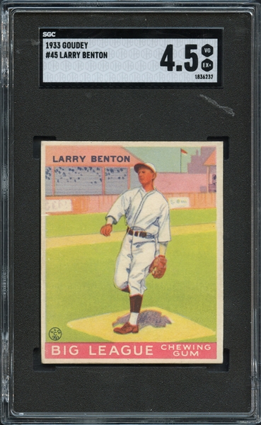 1933 Goudey #45 Larry Benton SGC 4.5 VG EX+