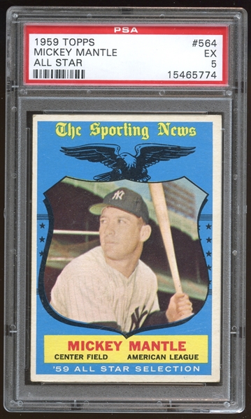 1959 Topps #564 Mickey Mantle All Star PSA 5 EX