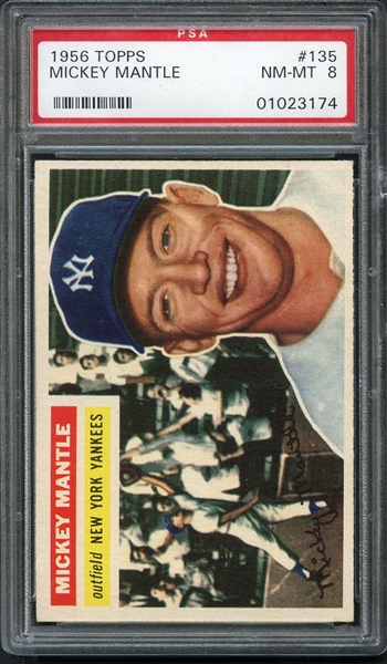 1956 Topps #135 Mickey Mantle PSA 8 NM-MT