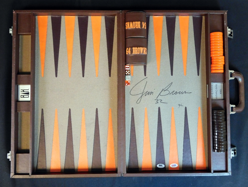 1964 World Champion Cleveland Browns Commemorative Backgammon Game Signed by and Presented to Jim Brown SGC