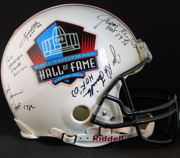 Pro Football Hall of Fame Reunion Multi-Signed Helmet with (11) Signatures 