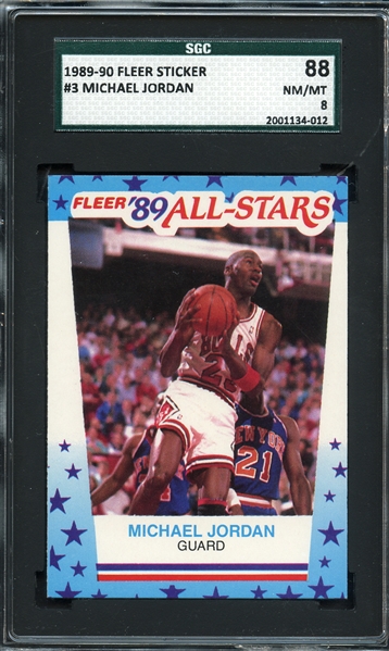 1989-90 Fleer Sticker #3 Michael Jordan SGC 8 NM-MT