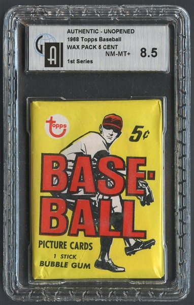 1968 Topps Baseball 1st Series 5 Cent Unopened Wax Pack GAI 8.5 NM-MT