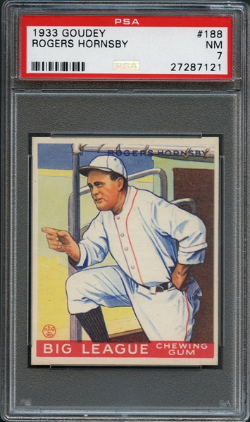 1933 Goudey #188 Rogers Hornsby PSA 7 NM