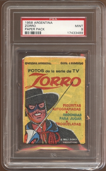 1958 Argentina Zorro Unopened Paper Pack PSA 9 MINT