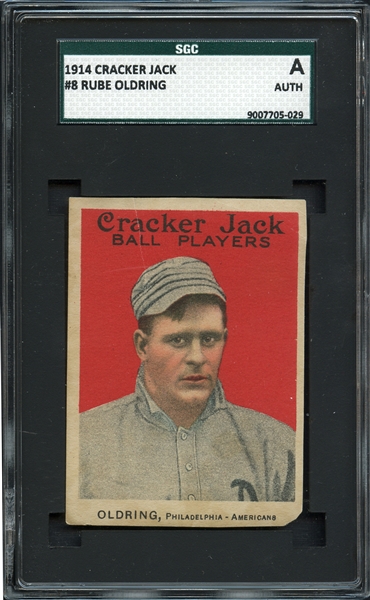 1914 Cracker Jack #8 Rube Oldring SGC AUTH