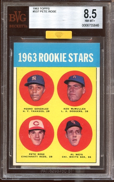 1963 Topps #537 Pete Rose BVG 8.5 NM/MT+ MBA GOLD