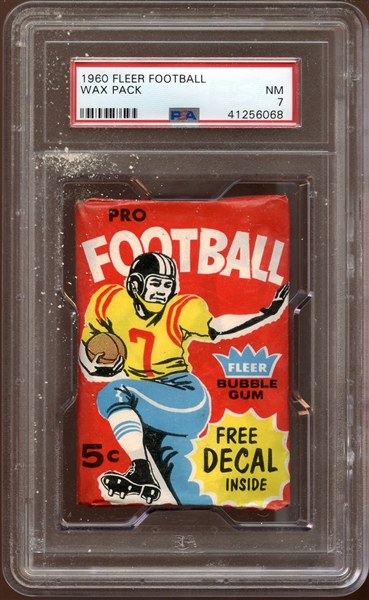 1960 Fleer Football Unopened 5-Cent Wax Pack PSA 7 NM