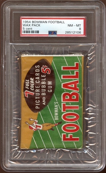 1954 Bowman Football Unopened Wax Pack 5 cent PSA 8 NM-MT