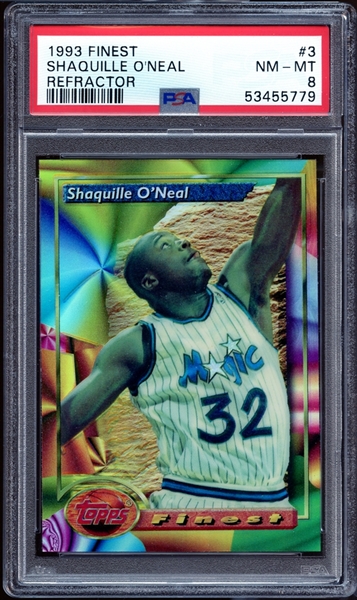 1993 Finest Refractor #3 Shaquille ONeal PSA 8 NM/MT