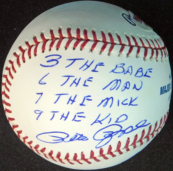 Pete Rose Signed and Inscribed OML (Selig) Ball PSA/DNA
