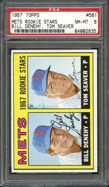 1967 Topps #581 Mets Rookie Stars Tom Seaver PSA 8 NM-MT