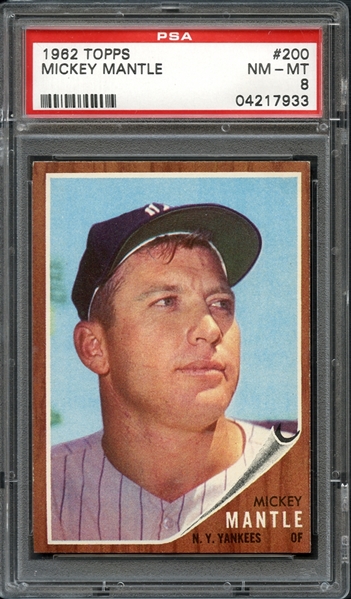 1962 Topps #200 Mickey Mantle PSA 8 NM-MT