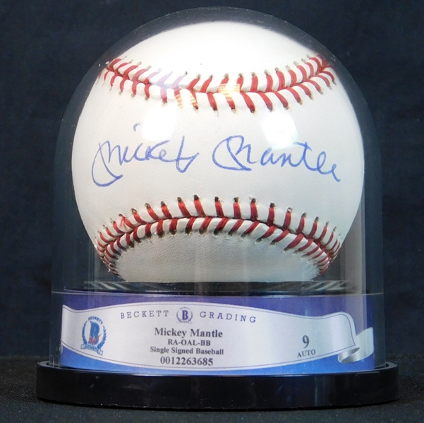 Mickey Mantle Single-Signed OAL (Brown) Ball BAS 9 AUTO