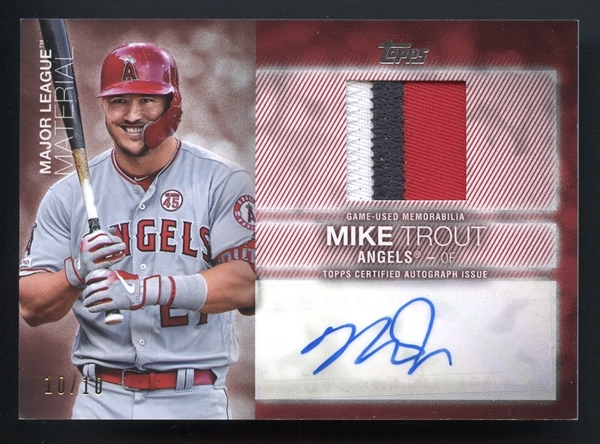 2020 Topps Series One Major League Material Autograph #MLMA-MT Mike Trout 10/10